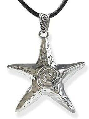 Chunky Star Spiral Necklace Gothic Pentagram Pendant Choker Beach Vacation Goth